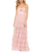 Aqua Cut Out Ruffle Tiered Gown - Exclusive