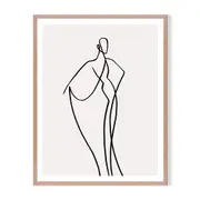 Line Girl 2 Framed Wall Art - Timber