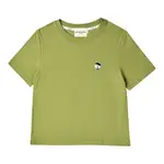 BEYOND CLOSET 經典刺繡綠色純棉短版T恤