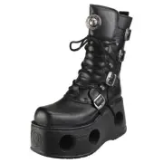 New Rock Space Metallic Neptuno Boots Unisex Black Platform Boots - 12 US