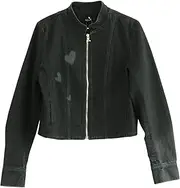 [VIS] Bis BVL74040 Women's Jacket [Reheat] Heart Drawing Denim Jacket [Setup] Cromaine (01)