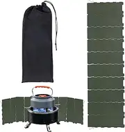 Wind Screen for Camp Stoves - Foldable 10-Panel Metal Cooker Wind Screen,Lightweight Grill Supplies with Storage Bag, Camping Accessories for Outdoor Hiking