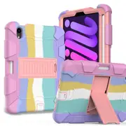 Catzon iPad Mini 6 Case Full-Body Shockproof Silicone Case With Pencil Holder-Rainbow Rose Gold