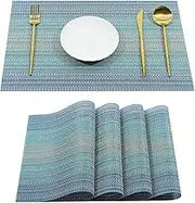 Placemats Set of 4 for Dining Table Washable Woven Vinyl Placemat Non-Slip Heat Resistant Kitchen Table Mats Easy to Clean