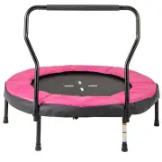 CostwayKids Fitness Trampoline with Foam Handlebar and Safety Pad for 3-6 Years Old Toddlers-Pink