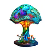 Mushroom Table Lamp, Hight Stained Glass Plant Series Night Light for Bedroom Living Room Home Office