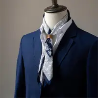 在飛比找ETMall東森購物網優惠-西裝腰果花復古藍色男絲巾圍脖