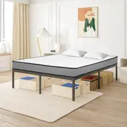 Advwin Single Metal Bed Frame Bed Base Upholstered Platform Foundation Mattress Set