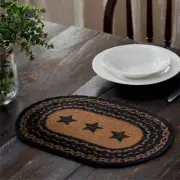 Farmhouse Jute Placemat Stencil Star 12x18 Oval Rustic Country VHC