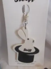 Steiff Felt White Rabbit in top hat Bunny Keyring / Keychain