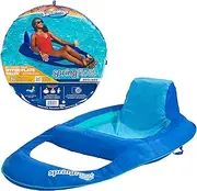 SwimWays Spring Float Recliner Pool Lounger with Hyper-Flate Valve, Inflatable Pool Float, Blue
