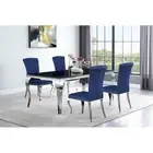 Coaster Carone 5-Piece Metal Rectangular Dining Set in Ink Blue and Chrome