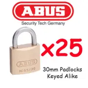 Padlocks ABUS Brass 30mm x25 BULK LOT Keyed Alike High quality