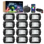 MICTUNING C2 Max 12 Pods RGB+IC Chasing Color LED Rock Lights Kit, DIY Effect