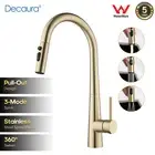 Decaura 3-Mode Spray Pull Out Stainless Steel Kitchen Mixer Tap Brushed Gold