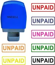 SSEELL UNPAID Self Inking Rubber Flash Stamp Self-Inking Pre-inked RE-inkable Office Work Company School Stationary Stamps With Frame Line - Yellow Ink Color