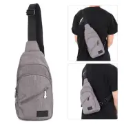 (Light Grey)OX PLOUGH Men's Chest Bags Waterproof Casual Chest Sling Bag ZK