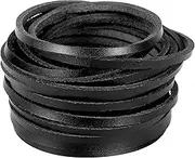 3MM Flat Genuine Leather, Strip Cord Braiding String, Natural Leather Lace for Jewelry Making, Shoelaces, Crafts, Bracelet Necklaces Making, Baseball Glove Repaired (Black 5Yards)