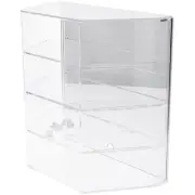 Plymor Acrylic Locking Case, Sliding Back, 3 Shelf Mirrored 16.5" x 16.5" x 8.5"