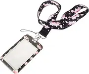 KALLORY Portable Id Card Case Case Card Holder Wallet for Students Office Plastic Polyester Id Holder Lanyard Flower