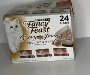Purina Fancy Feast Wet Gravy Lovers Cat Food Variety Pack, Poultry & Beef 24 Can