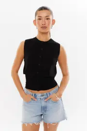[Supré] Supré - Georgia Button Through Knit Vest - Black S BLACK