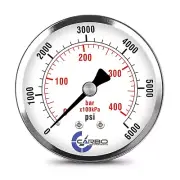 2-1/2" Pressure Gauge - Chrome Plated Steel Case, 1/4"NPT, Back Mnt. 6000 PSI