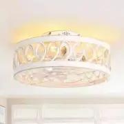 Breezary 16.5 in. Indoor Gold/White Flush Enclosed Ceiling Fan w/Light+Remote