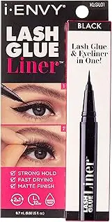 [I-ENVY] 2 in 1 Lash Glue Liner, Eyelash Adhesive & Eyeliner in One (0.02 Oz), Quick Precise Application, Fast Drying Matte Finish, Strong Hold for Lash Cluster, Strip Lash Extension (Black)