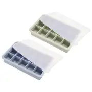 Ice Cube Mold(Set of 2), 15 Grid Ice Cube Tray with Lid(Green,Blue)