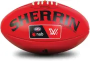 AFLW Replica Training Leather Football, Red, Size 4