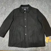NEW Dockers Jacket Mens 2XL Black Wool Blend Full Zip Collared Security Pockets