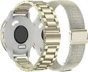 [ViCRiOR] Watch Bands Compatible with 18mm Garmin Venu 3S/ Vivoactive 4S /Venu 2s / Vivomove 3S, Solid Stainless Steel Watchband+ Mesh Strap Bracelet Replacement Band for Garmin Forerunner 255s/265S