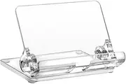 Kantek Clear Acrylic Adjustable Cell Phone Stand, Folding Desktop Dock Compatible with Most Mobile Phones and Smaller Tablets, 4.1" W x 3.1" D x 2.1" H, Cord Management, Desk Accessory