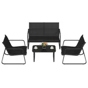 Advwin 4 Pieces Patio Furniture Set, Garden Conversation Set, Outdoor Lounge Set Garden Bistro Set with Loveseat and Glass Table, Dining Sets for Courtyard, Lawn and Balcony