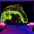 Night Large Wall Art Blacklight Poster UV Reactive Tapestry Wall Hanging Fire