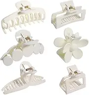 6Pcs Big Hair Claw Clips Nonslip Large Clip for Women Thin Cute Jaw Claws Barrettes Ponytail Holder Accessories,White