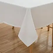 Simurq Tablecloth, Washable, Water-Repellent, Rectangular, Linen Look, Lotus Effect, Easy Care and Stain-Repellent Tablecloths, White Tablecloth, Table Cloth (White, 130 x 220 cm)