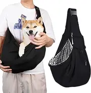Gipoowaa Dog and Cat Sling Carrier, Hands Free Reversible Pet Bag, Soft Pouch and Tote Design, Suitable for Outdoor Travel Puppy and Cats for Outdoor Travel (Black)