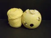 YELLOW BEE HIVE YARN BALL HOLDERS WITH BUMBLE BEES