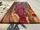 72"x36" Red Epoxy River Table Top, Epoxy Dining Table, Walnut Wood Epoxy Table