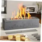 Tabletop Fire Pit, Concrete Table Top City Design (with Flame Plate) Gray