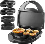 FineMade Sous Vide Style Egg Bite Maker Machine with 4 Silicone Molds, Grilled Cheese Maker, Mini Griddle, Ideal for Breakfast Sandwiches, Snacks, Desserts, 8 Mini Egg Bites & 2 Large Egg Bites