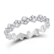 14k White Gold Round Diamond ZigZag Stackable Band Ring 1/2 Cttw
