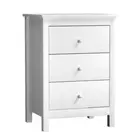 NNEED Bedside Table 3 Drawers Hamptons Furniture White