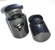 6pcs Round Cord Stopper Spring Lock End Toggle Black Plastic 24 X 12 X 8 Mm