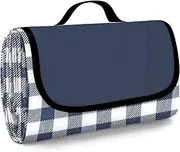 Luimode Picnic Blanket 200x200cm Camping Blanket Large Foldable Outdoor Blanket for Grass, Beach Blanket Waterproof Sandproof, Picnic Mat Washable Portable for Camping (Navy Blue)