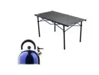 Kings Large Aluminium Roll Up Camping Table 71x140cm+ Camping Kettle