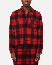 [XXIII] Xxiii Plaid Long Sleeve Overshirt Red - Size 2XL 2XL Red