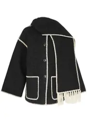 Totême Scarf-effect Wool-blend Jacket - Grey - 36 (UK8 / S) 36 (UK8 / S)